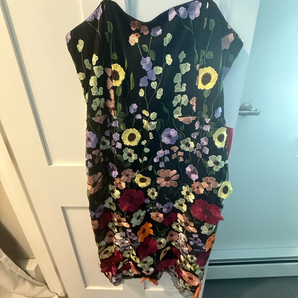 Dillards Adelyne Rae xxl Floral Embroidered Black Dress